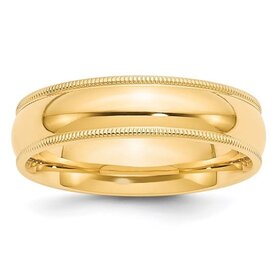 475279 14K YELLOW GOLD HIGH POLISH MILGRAIN 7MM SIZE 9