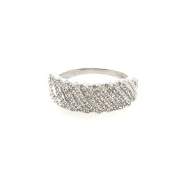 80685 STERLING SILVER .35 DIAMOND WAVED CHANNEL SET BAGUETTE WITH ROUND DIAMOND RING
