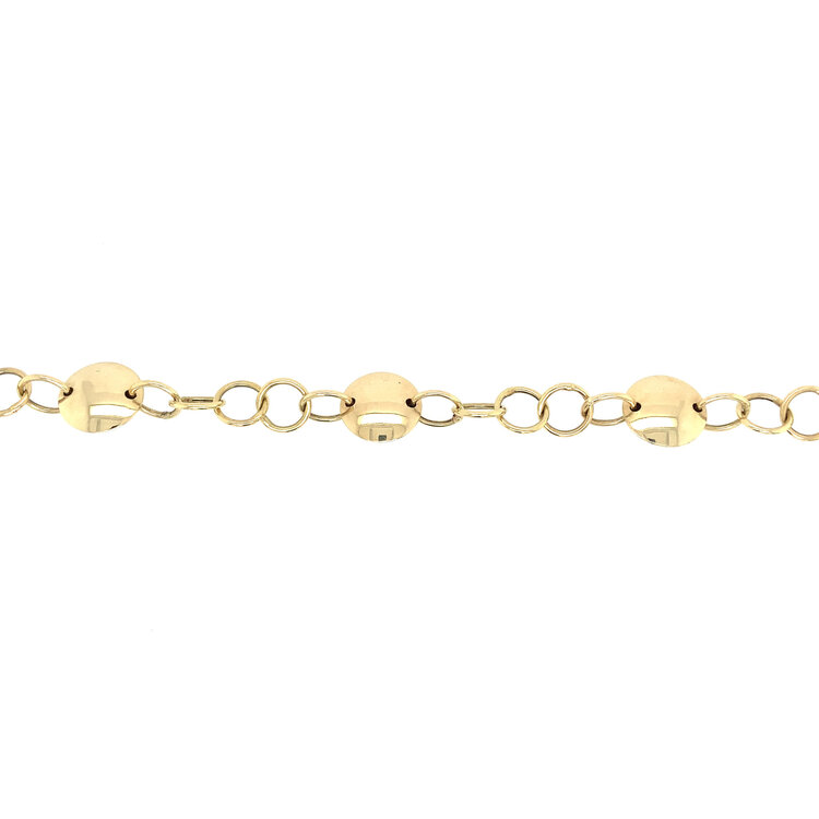 60101 14K YELLOW GOLD 17'' ROLO PUFFY DISC NECKLACES