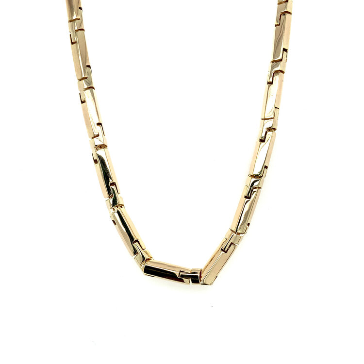 50273 14K YELLOW GOLD 24'' FANCY ROUNDED MECHANIC LINK CHAIN 3.6MM