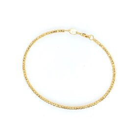 20238 14K YELLOW GOLD DOUBLE ROW FACETED BEADS BANGLE BRACELET