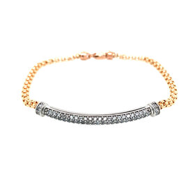 20233 14K 2 TONE PAVE CUBIC ZIRCONIA BAR ROUNDED BOX LINK BRACELET
