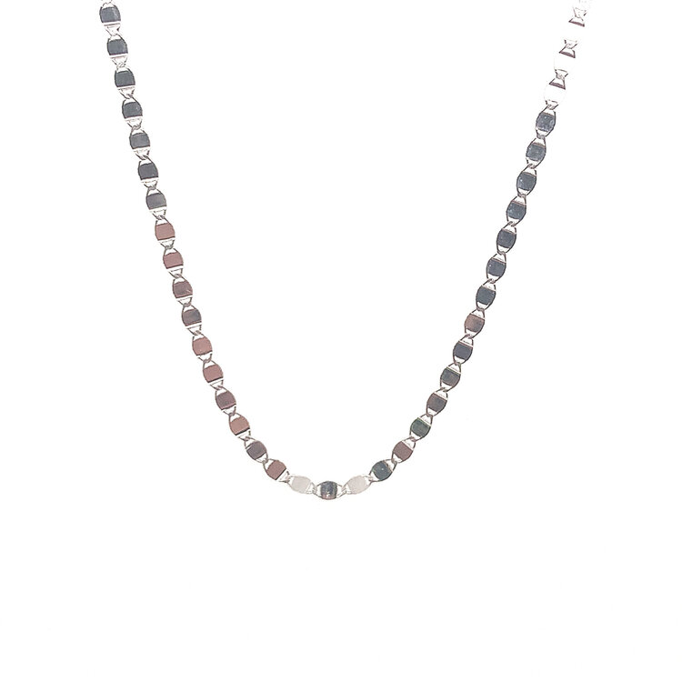 50279 14K WHITE GOLD 18" MIRROR LINK FLIP CHAIN