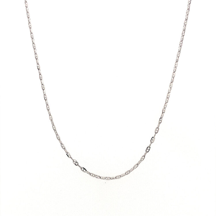 50277 14K WHITE GOLD 18" THIN IN/OUT FANCY GUCCI LINK CHAIN