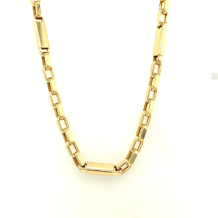 50267 14K YELLOW GOLD 24'' FANCY MECHANIC LINK CHAIN 4.8''