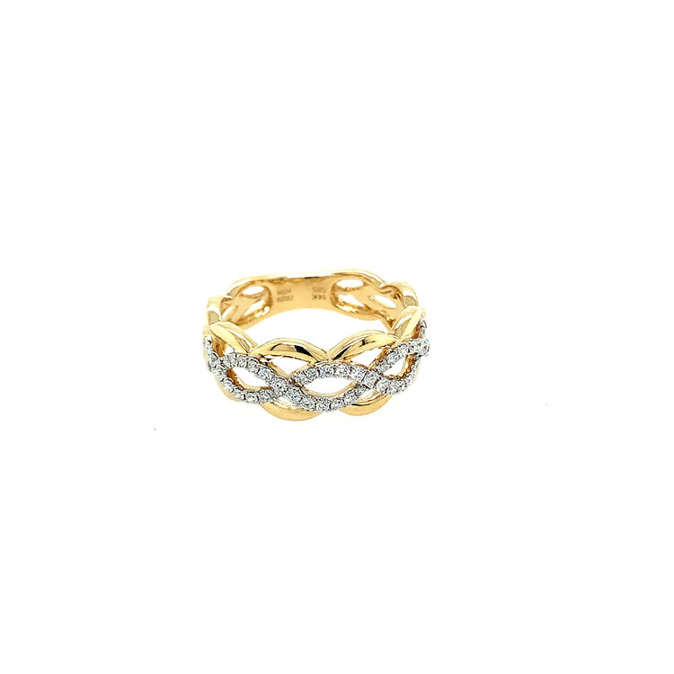 40305 14K 2 TONE .29TCW DIAMOND BRAIDED DESIGN RING