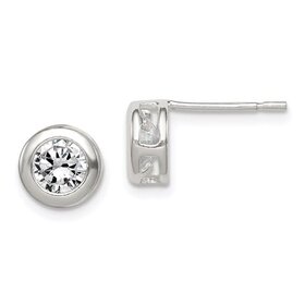 30941 14K WHITE GOLD CUBIC ZIRCONIA 5MM BEZEL SET STUDS