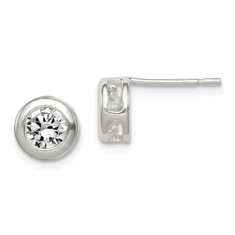 30941 14K WHITE GOLD CUBIC ZIRCONIA 5MM BEZEL SET STUDS