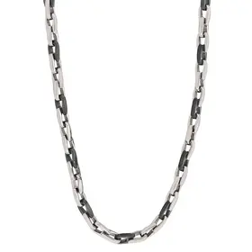 SBWN8 ITALGEM STAINLESS STEEL 1 LINK WHITE- 1 LINK BLACK INTERLOCKING CHAIN 24"