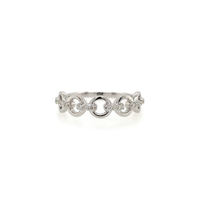 40309 10K WHITE GOLD OPEN CIRCLE LINK .10TCW DIAMOND RING