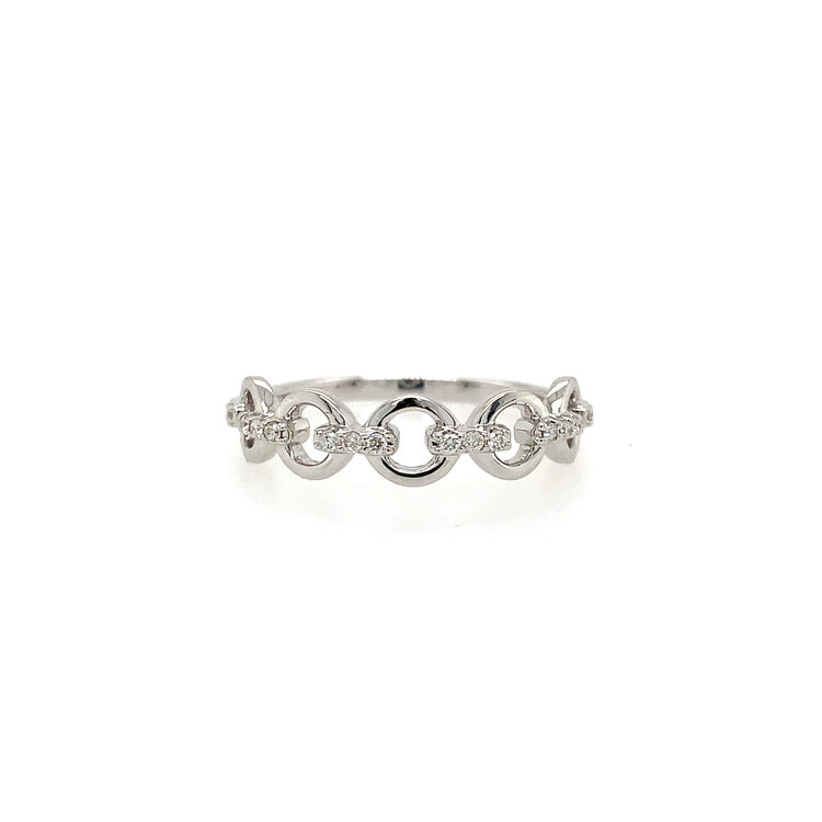 40309 10K WHITE GOLD OPEN CIRCLE LINK .10TCW DIAMOND RING