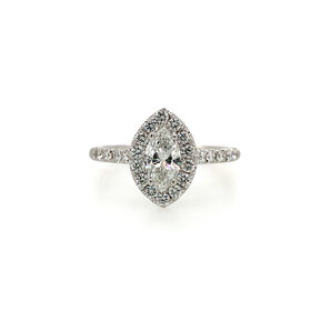 475285 14K WHITE GOLD .50TCW G SI2 MARQUISE SHAPE DIAMOND IN .40TCW HALO SETTING ENGAGEMENT RING