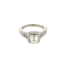 475288 14K WHITE GOLD .65CT EMERALD CUT H SI1 NEIL LANE DESIGNER HALO ENGAGEMENT RING WITH .52CT SETTING