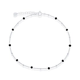 R-9274 Sterling Silver Onyx Beaded Anklet