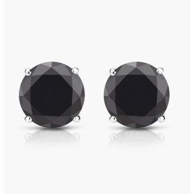 30975 10K WHITE GOLD .50TCW BLACK DIAMOND STUDS PUSH BACK
