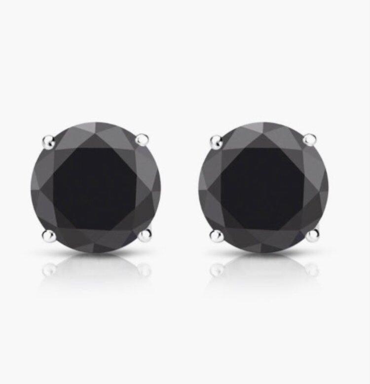 30975 10K WHITE GOLD .50TCW BLACK DIAMOND STUDS PUSH BACK