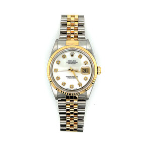10029 ROLEX DATEJUST TWO TONE WITH MOTHER OF PEARL DIAMOND DIAL 1999