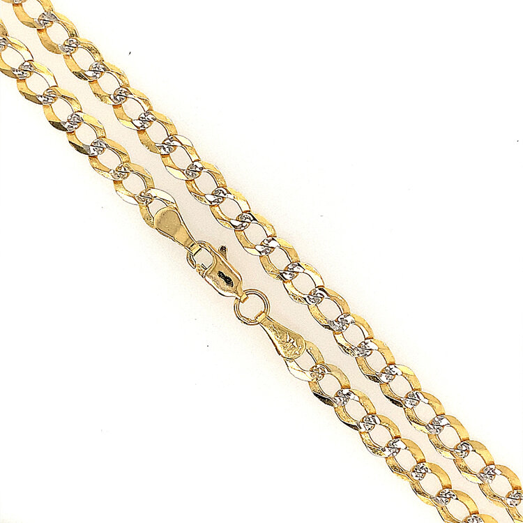 50290 14K TWO TONE 24” DIAMOND CUT CUBAN LINK CHAIN 5MM