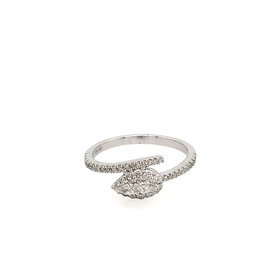 40311 10K WHITE GOLD .35TCW DIAMOND HALO PEAR SHAPE BYPASS RING