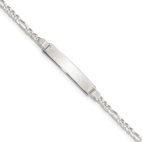 20244 14K WHITE GOLD FIGARO ID BABY 2.28MM LINK 6'' BRACELET