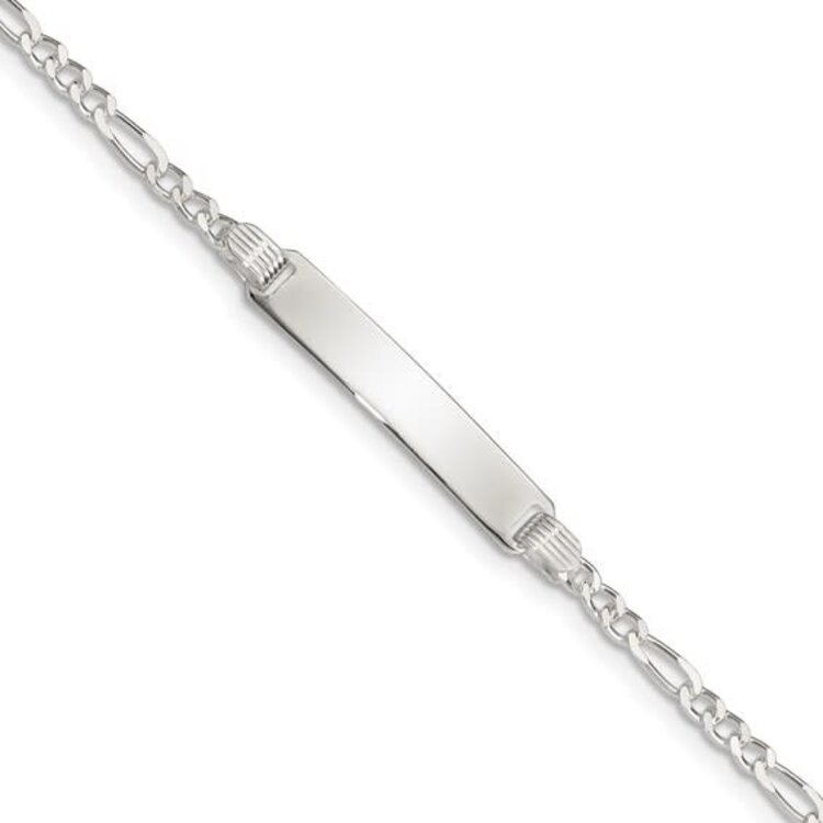 20244 14K WHITE GOLD FIGARO ID BABY 2.28MM LINK 6'' BRACELET