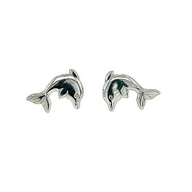 30979 14K WHITE GOLD DOLPHINS SCREW BACK STUDS
