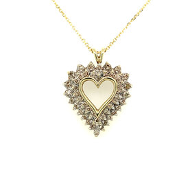 70363 10K TWO TONE DIAMOND DOUBLE ROW OPEN HEART PENDANT