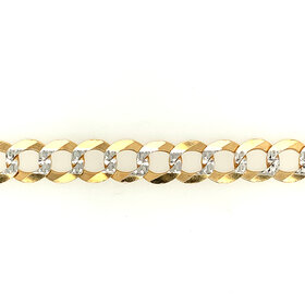 25037 14K TWO TONE DIAMOND CUT CUBAN LINK MENS BRACELET 8.5'' 8.5MM