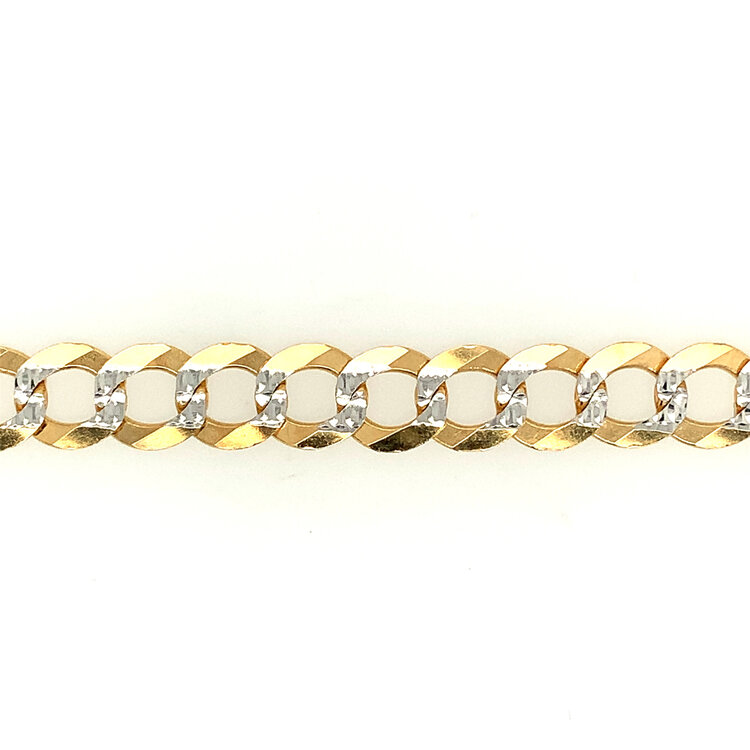 25037 14K 2 TONE DIAMOND CUT CUBAN LINK MENS BRACELET 8.5'' 8.5MM