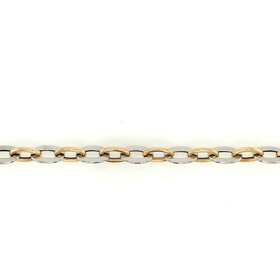 20251 14K 2 TONE OVAL OPEN HIGH POLISH LINK BRACELET 8"