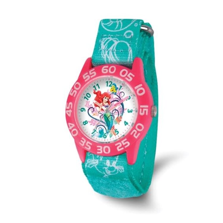 XWA5733 Disney Kids Ariel Acrylic Green Strap Time Teacher Watch