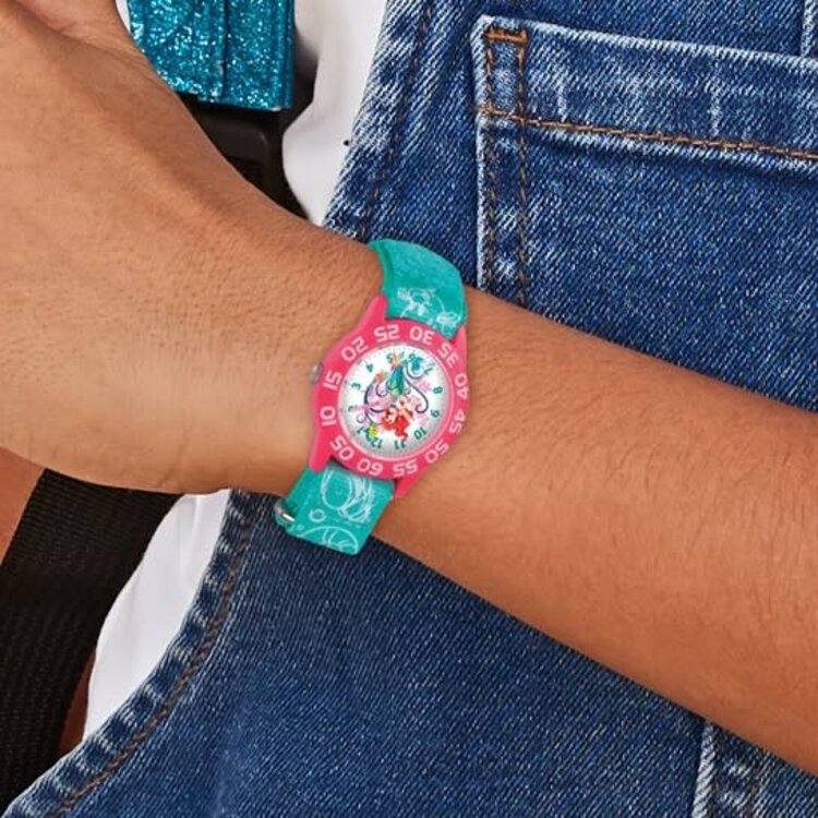 XWA5733 Disney Kids Ariel Acrylic Green Strap Time Teacher Watch