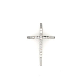 77267 14K WHITE GOLD 1.03TCW COMMON PRONG DIAMOND DOUBLE CROSS 1.75''