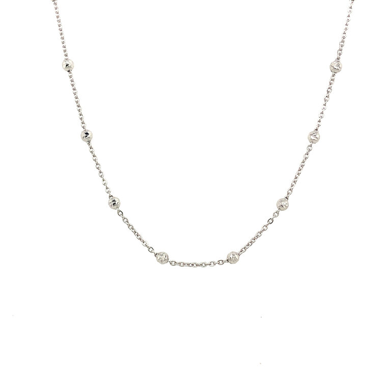 50298 14K WHITE GOLD 18'' ROUND MOON CUT BEADED CHAIN