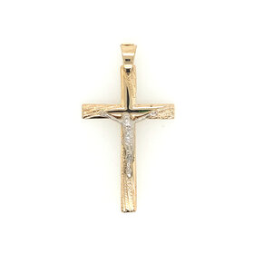 77268 14K TWO TONE TEXTURED EDGES CRUCIFIX 1.75''