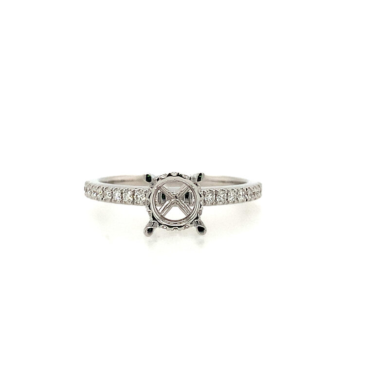 47598 18K WHITE GOLD 1.01CT H VS1 .24TCW HIDDEN HALO ROUND CENTER MOUNTING