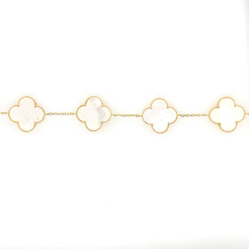 20254 14K YELLOW GOLD 5 MOTHER OF PEARL 17MM CLOVERS BY THE YARD BRACELET