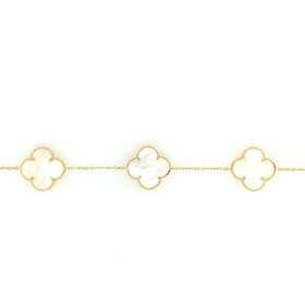 20257 14K YELLOW GOLD 3 MOTHER OF PEARL 17.5MM CLOVERS BY THE YARD BRACELET