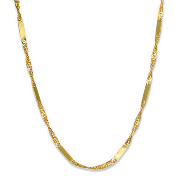 50306 14K YELLOW GOLD 20" SINGAPORE LINK WITH HIGH POLISH BAR CHAIN