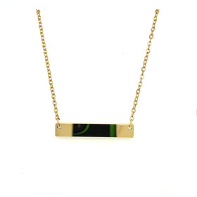 90041 STAINLESS STEEL YELLOW IP PLATED ID BAR NECKLACE