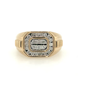 45055 10K YELLOW GOLD .50CTW DIAMOND HEXAGON SHAPE MEN'S RING