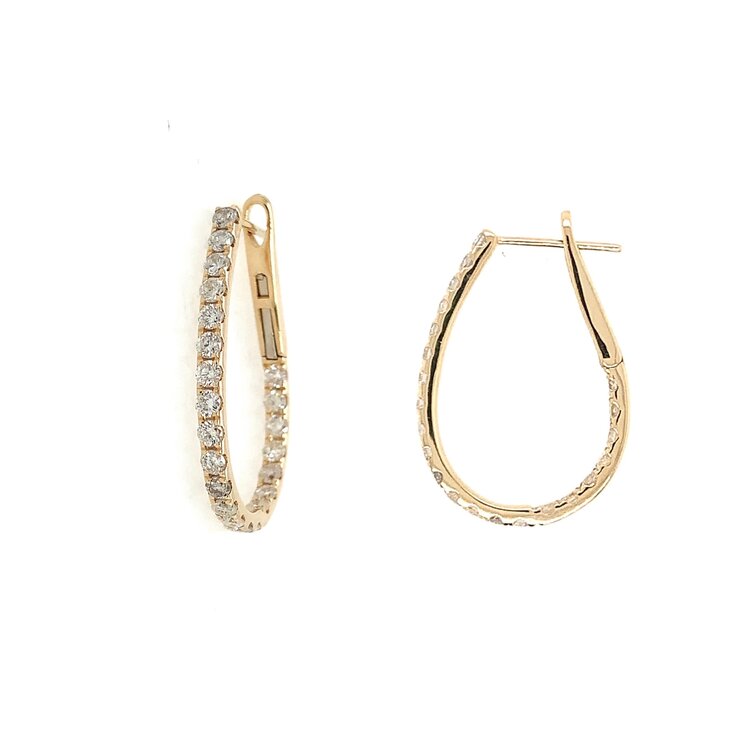 31002 14K YELLOW GOLD 1.20CTW DIAMOND INSIDE OUT OVAL HOOPS