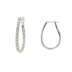 31000 14K WHITE GOLD 1.20CTW DIAMOND INSIDE OUT OVAL HOOPS