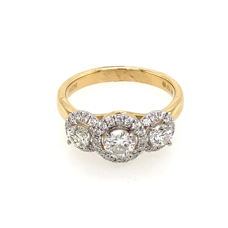 47600 18K 2 TONE .71TCW H SI1 PPF DIAMOND .27TCW HALO ENGAGEMENT RING