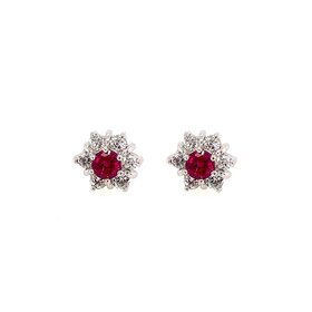 31040 14K WHITE GOLD .60CT DIAMOND HALO WITH RUBY CENTER PUSHBACKS