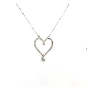 70394 14K WHITE GOLD .30TCW DIAMOND OPEN HEART PENDENT SET