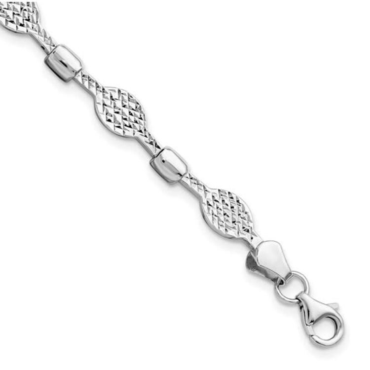 20264 14K WHITE GOLD DIAMOND CUT OVAL LINK 7'' BRACELET