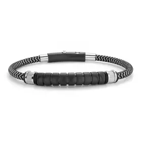 SLB482 ITALGEM STAINLESS STEEL BLACK MATTE IP MIX WIRE ROPE 3-WAY ADJUSTABLE BRACELET