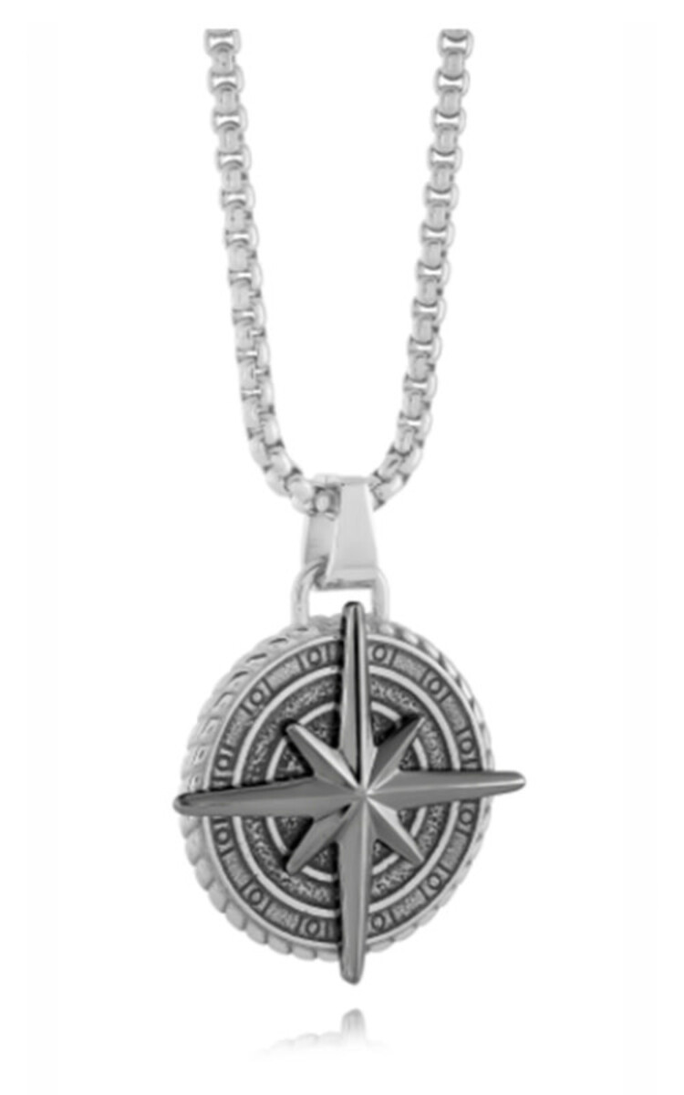 SP226 ITALGEM STAINLESS STEEL GUNMETAL IP NORTH STAR PENDANT