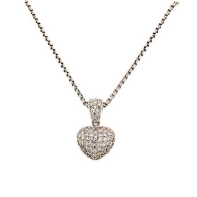 70399 14K WHITE GOLD 1.20TCW DIAMOND PAVET HEART PENDANT SET